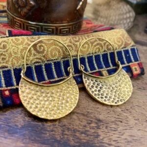 Brass Tribal Hammered Hoop Earrings